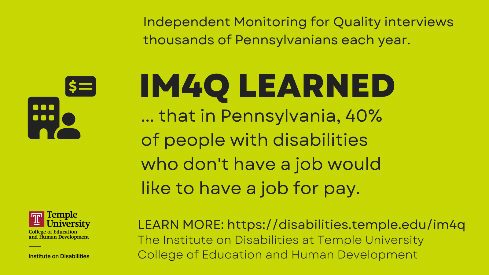 In PA, 40% of people with disabilities who don't have a job would like to have a job for pay.
