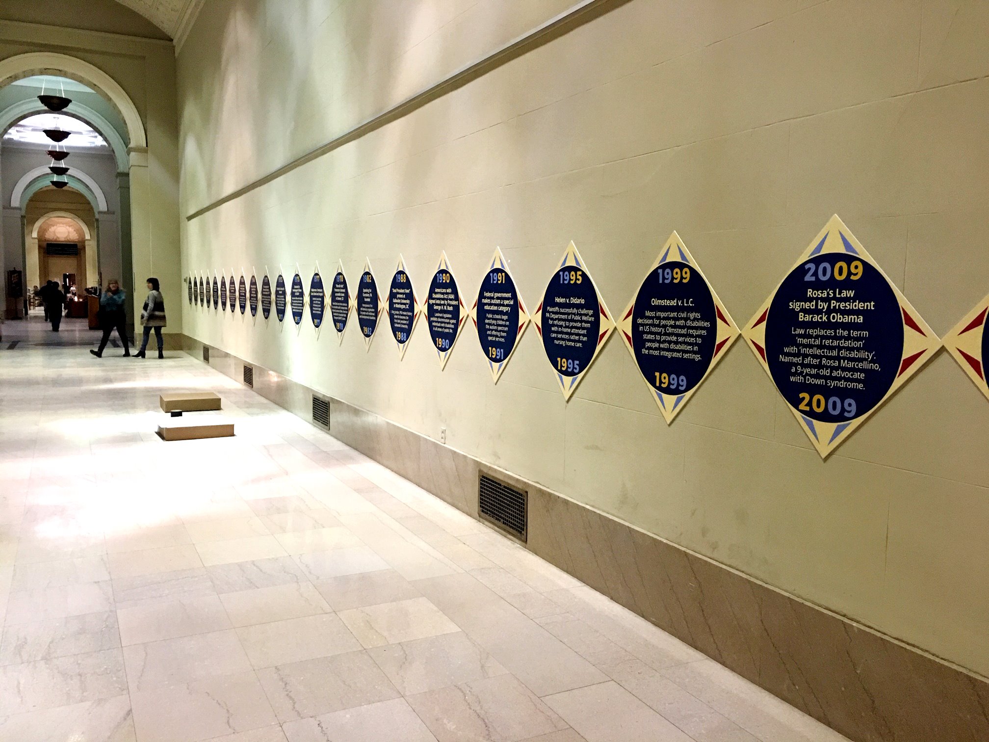 Disability Rights Movement timeline on wall in the Parkway Central Library, Philadelphia