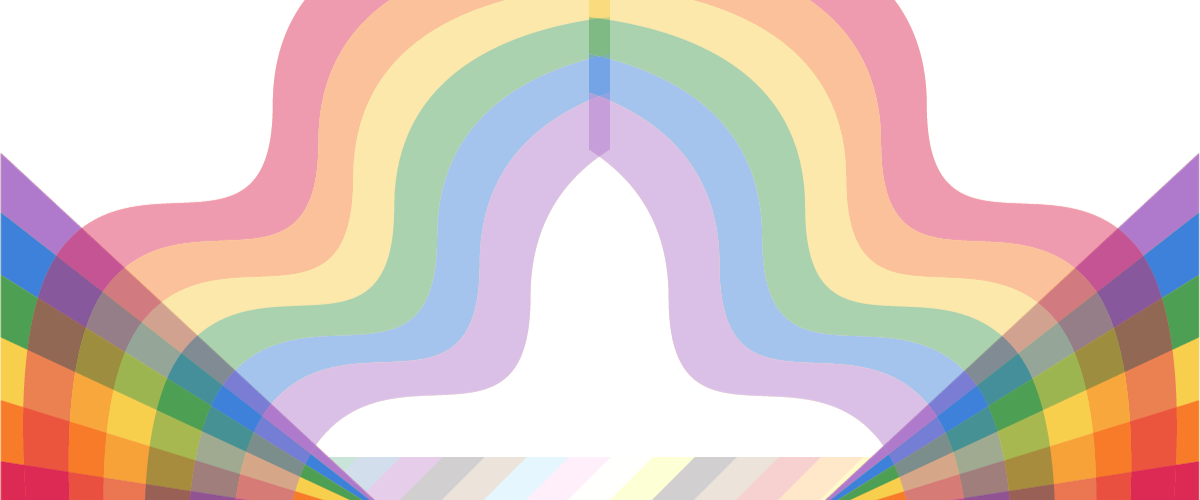 decorative rainbow segments intersecting